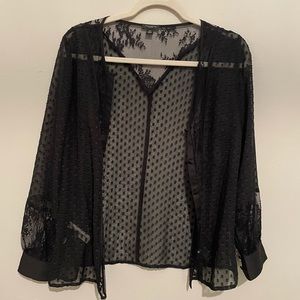 NWOT Ann Taylor Black Sheer Lace Cardigan Size Small Petite